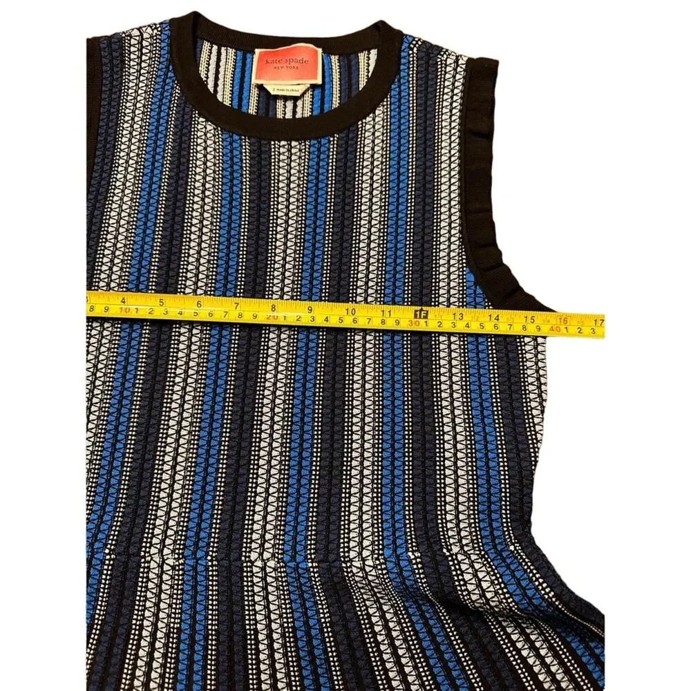 Kate‎ Spade Striped Sweater Sleeveless Dress Ribbed Knee Length Size Small EUC